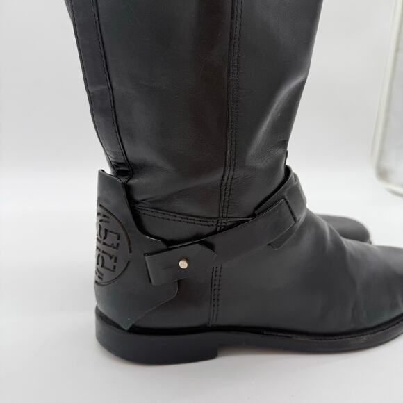 Tory Burch Colton Leather Equestrian Riding Knee High Zip Up Boots Black Size 8 - Picture 2 of 10